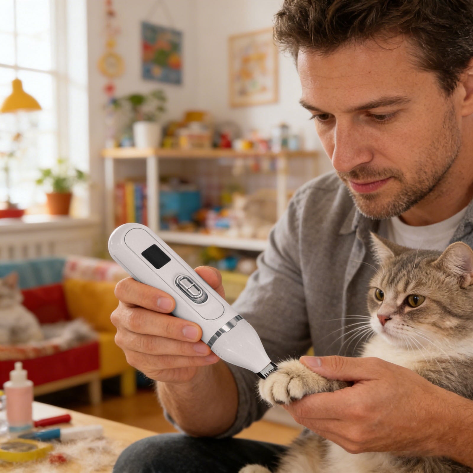 4 In 1 Pet Grooming Kit Cat Dog Hair Trimmer Clipper with Nail File and Safe