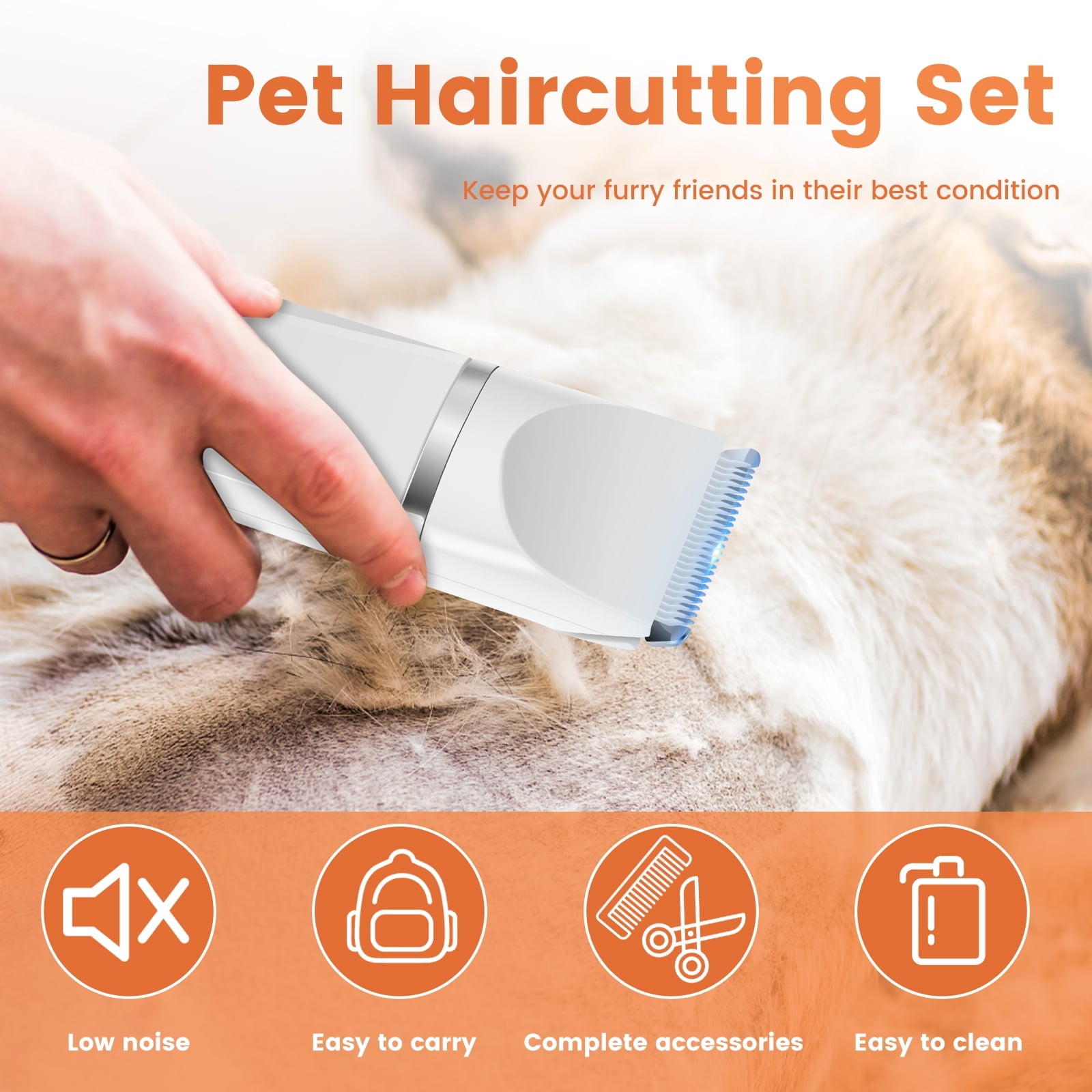 Lzvxtym Electric Pet Hair Clipper,Pet Hair Trimmer,Cordless Cat Paw Trimmer,Portable Hair Grooming Kit for Pet