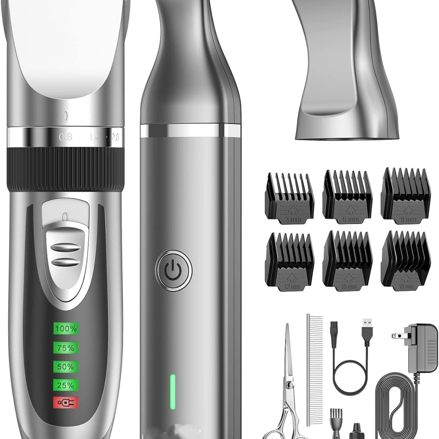 2 in 1 Pet Cat & Dog Grooming Kit - Quiet Cordless Dog Clippers & Paw Trimmer for Grooming Pet Hair