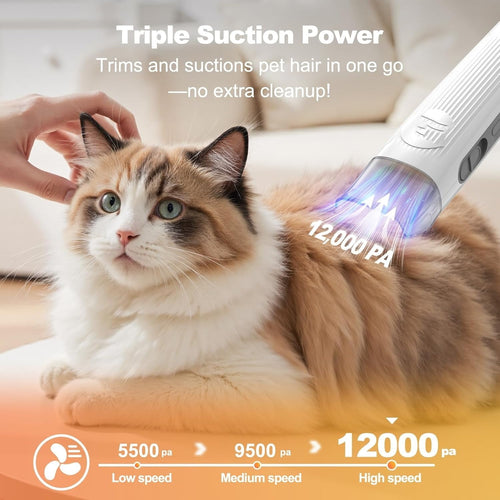 6-in-1 Dog Grooming Kit, Pet Grooming Vacuum for Shedding, Dog Hair Vacuum with Clipper Nail Trimmer Grinder, Pet Brush Groomer at Home, Low Noise Cats Hair Remover, 1.5L Dust Cup
