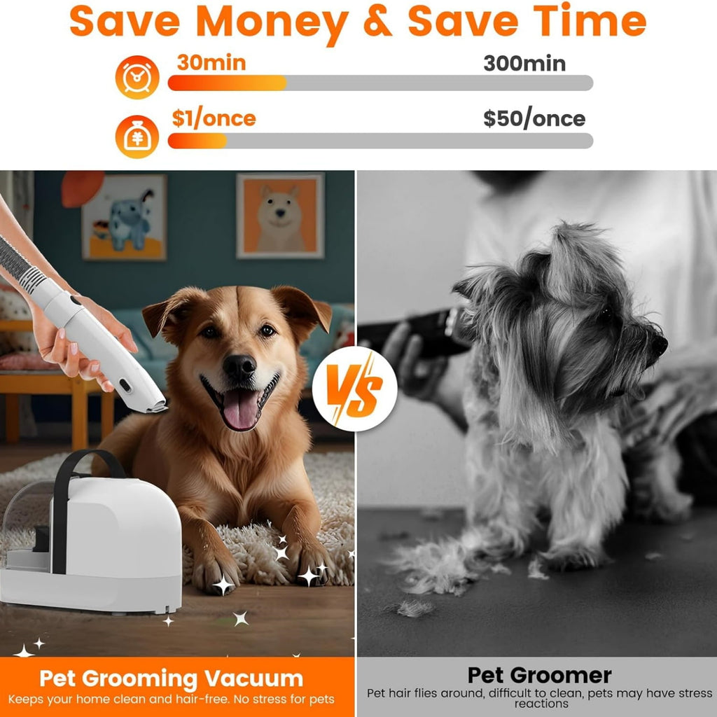 Dog Grooming Vacuum, Dog Grooming Kit with Pet Clippers, 12,000Pa Pet Hair Grooming Vacuum for Dogs, Vacuum Brush for Shedding Grooming, Low Noise Home Cleaning Tool in 1