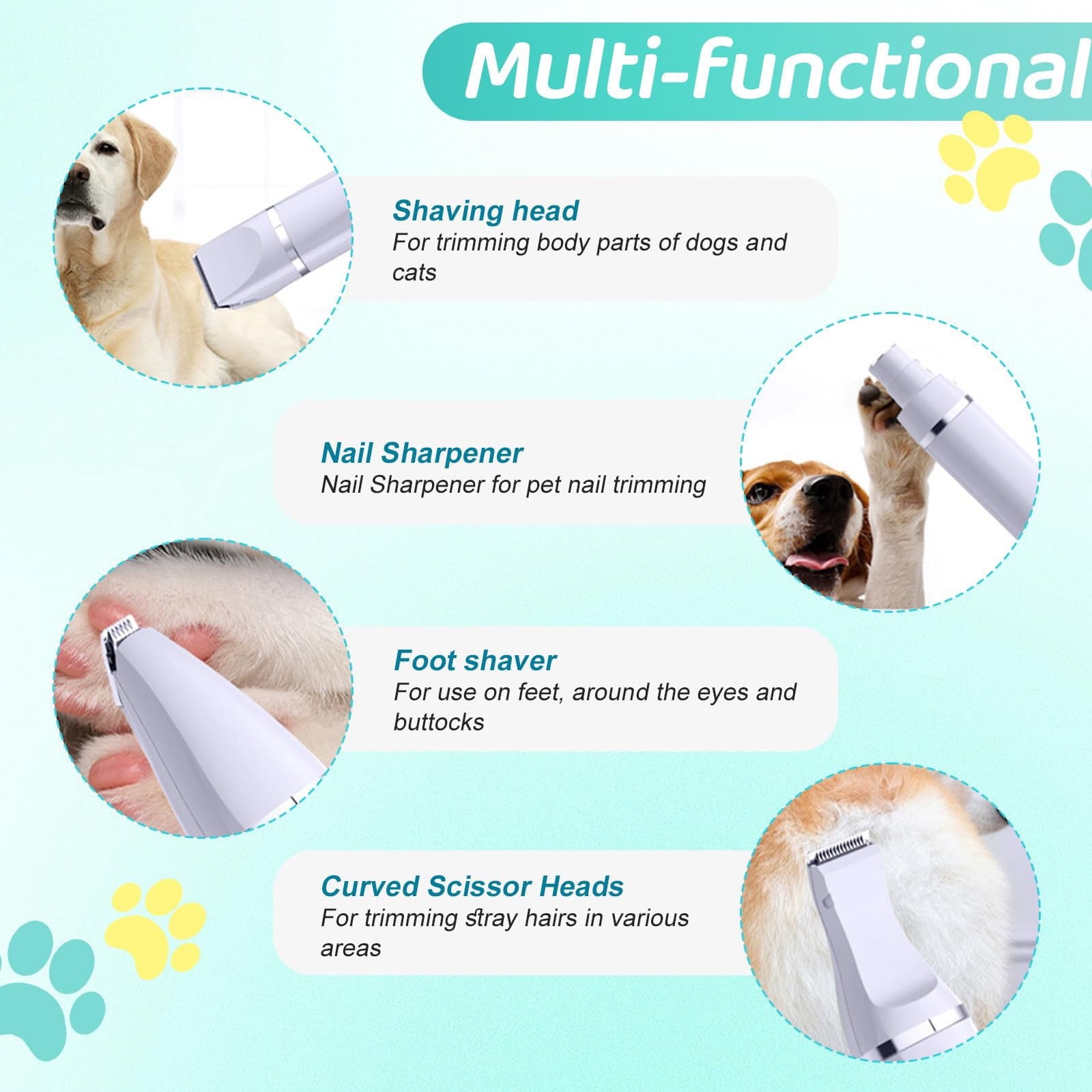 2026 4-in-1 Pet Grooming Kit Low Noise Cordless Trimmer for Dogs and Cats
