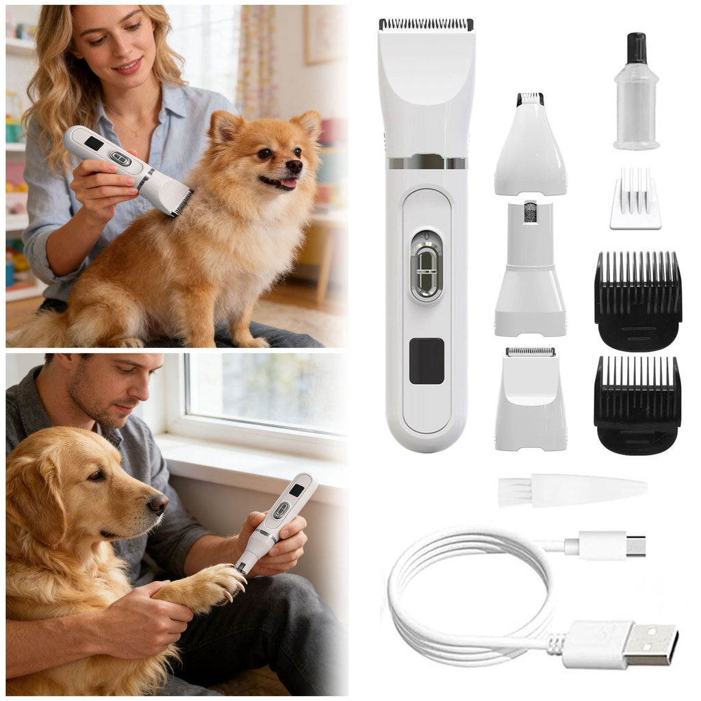 4 In 1 Pet Grooming Kit Cat Dog Hair Trimmer Clipper with Nail File and Safe