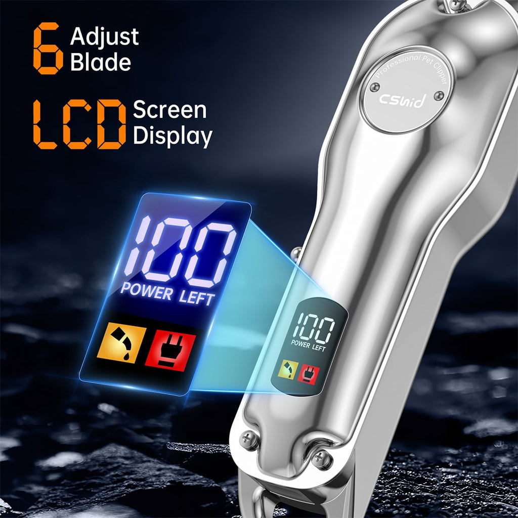 Dog Clippers for Grooming for Thick Heavy Coats, Professional Pet Grooming Clippers Supplies Kit Low Noise Rechargeable Stainless Steel Hair Trimmer with Ceramic Blade for Dogs Cats Animals