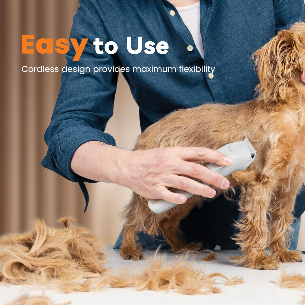 Oneisall HM6 4-in-1 Dog Grooming Kit with LED Light, Cordless Dog Clippers & Dog Paw Trimmer & Dog Nail Grinder, White