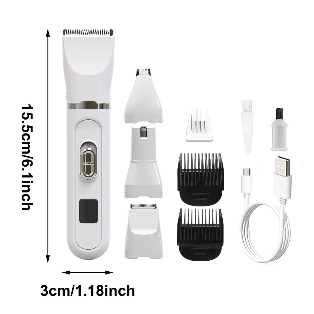 4 In 1 Pet Grooming Kit Cat Dog Hair Trimmer Clipper with Nail File and Safe