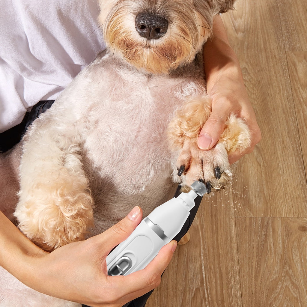 4 in 1 Portable&nbsp;Dog Grooming Kit 3 Speed Dog Hair Trimmer Nail Grinder with Durable LED Display USB Charging Waterproof Pet Grooming Supplies ABS White