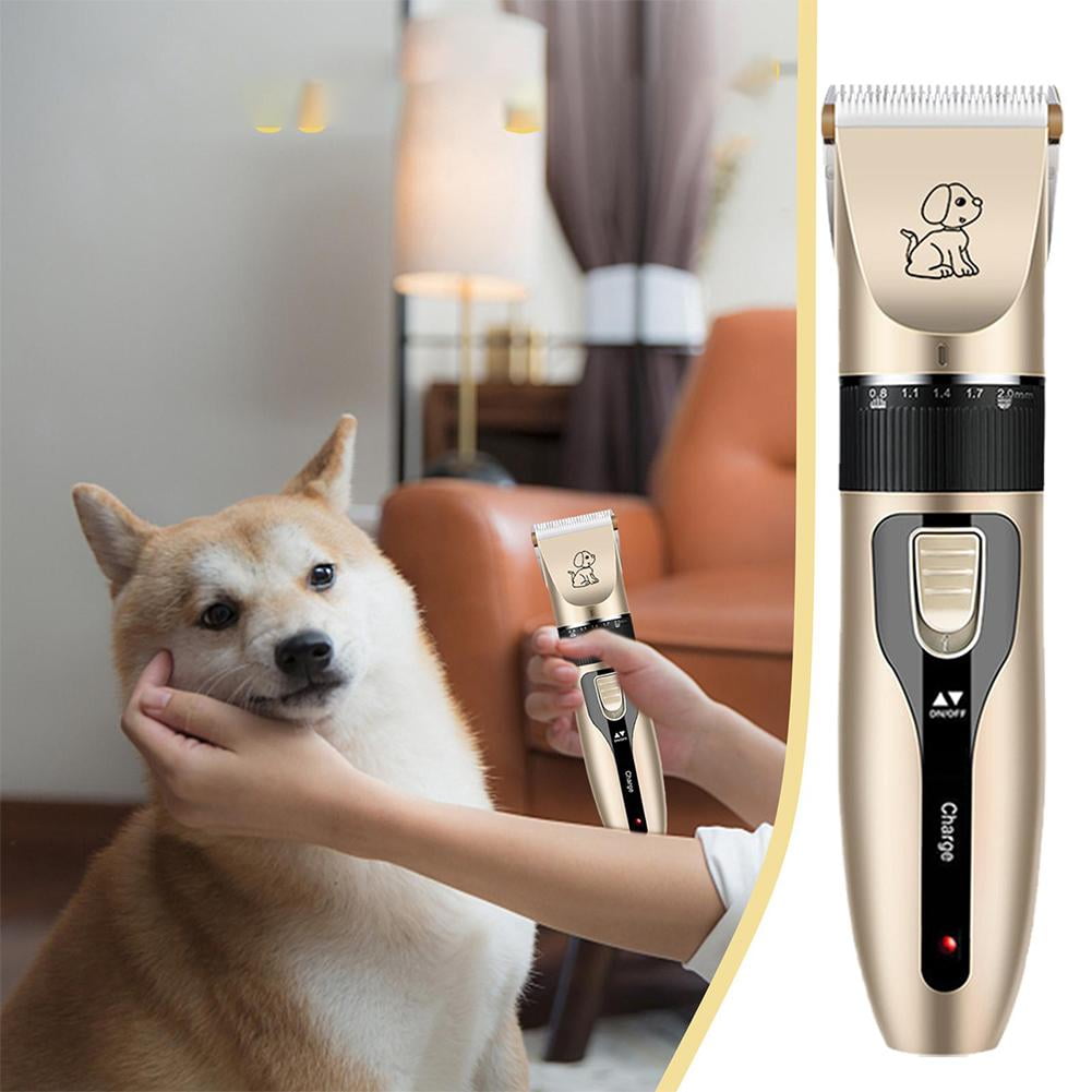 QHUDLV Dog Grooming Kit Clippers,Dog Shaver Clippers,Pet Hair Thick Coats Clippers Trimmers Set,Low Noise Rechargeable Cordless Electric Quiet Hair Clippers Set for Dogs Cats Pets B1R7