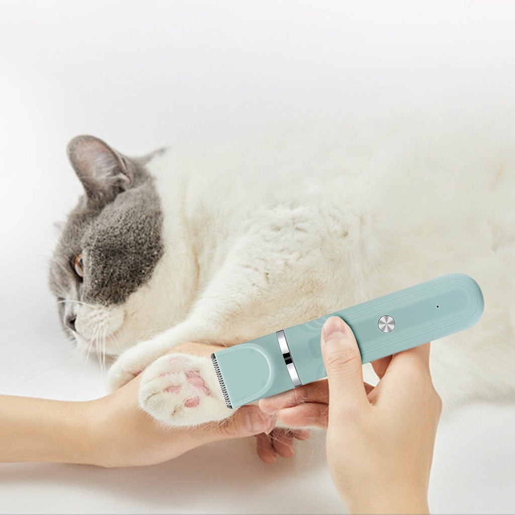 4-in-1 Pet Grooming Kit with Ceramic Blade, Low Noise Clippers for Dogs Cats, Rechargeable Trimmer for Paw Pad Hair & Nail Care