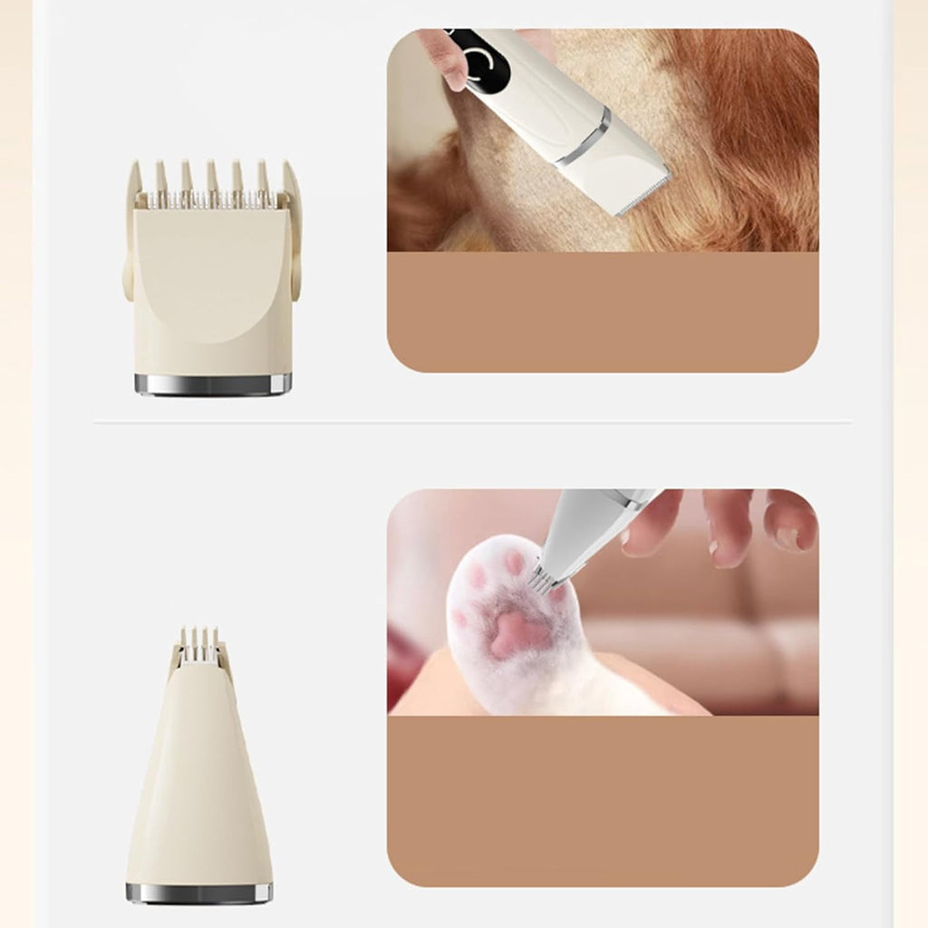 Dog Clippers for Grooming – 4-in-1 Quiet Electric USB Rechargeable Pet Grooming Kit with Grinder – Paw & Claw Trimming for Puppies, Dachshund & Small Breeds, Indoor Home Use