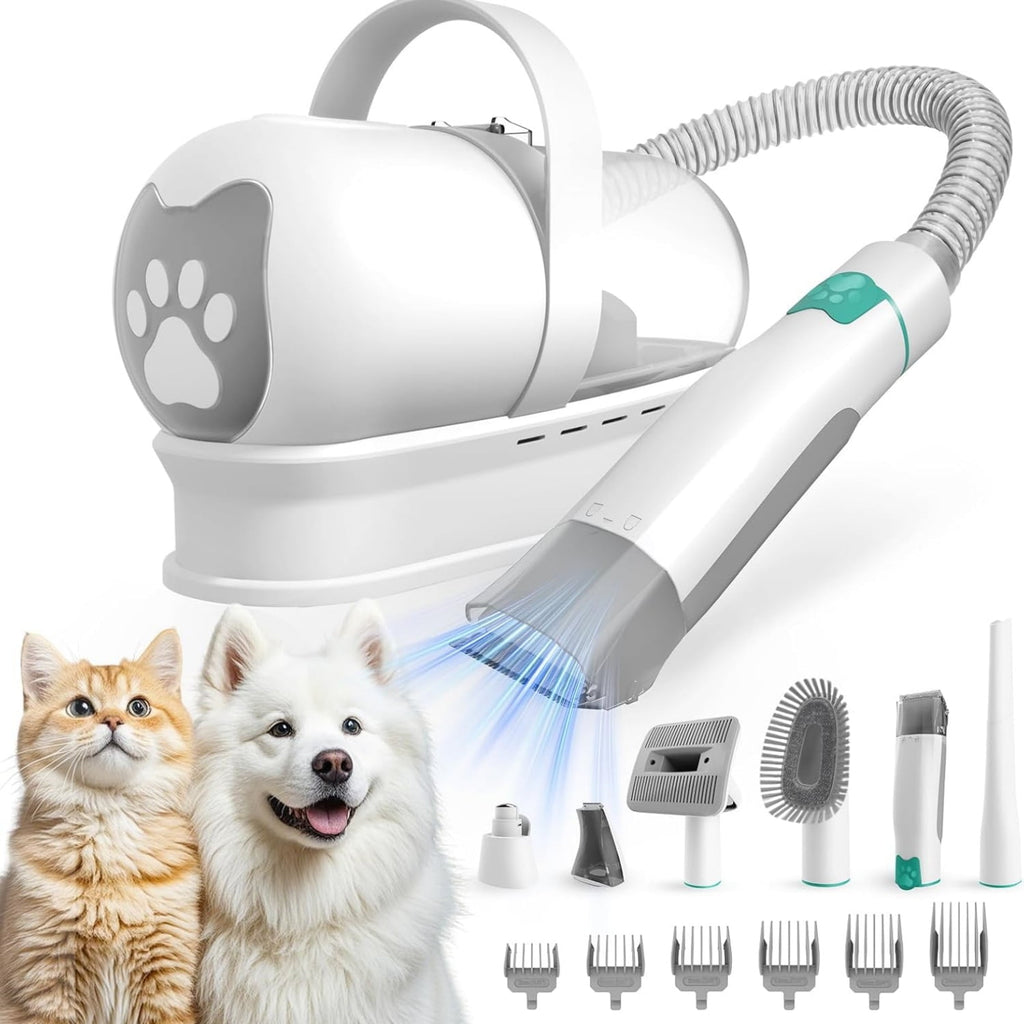 "Dog Grooming Kit, Pet Grooming Vacuum with Pet Clipper Nail Grinder, Dog Hair Vacuum with 6 Pet Grooming Tools for Dogs Cats Shedding Grooming "
