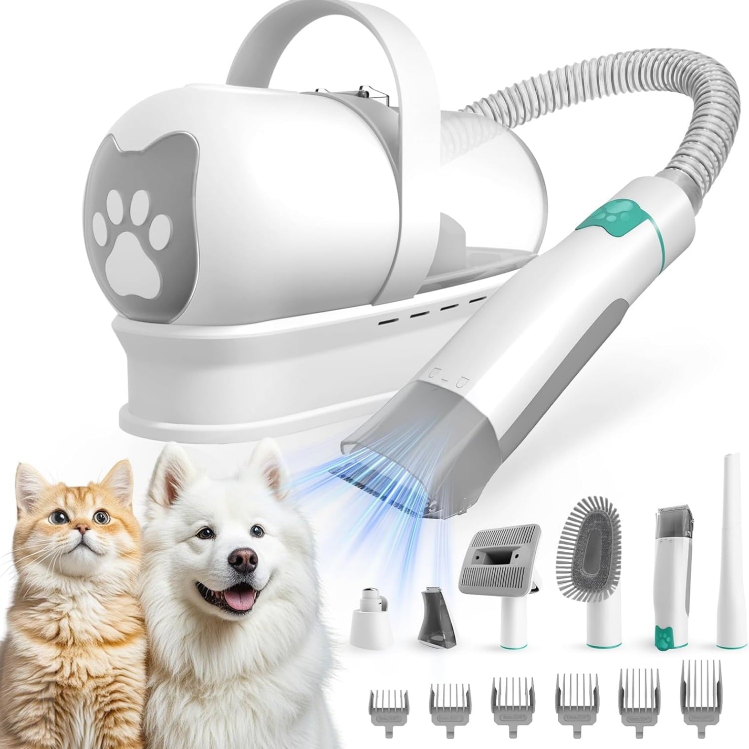 "Dog Grooming Kit, Pet Grooming Vacuum with Pet Clipper Nail Grinder, Dog Hair Vacuum with 6 Pet Grooming Tools for Dogs Cats Shedding Grooming "