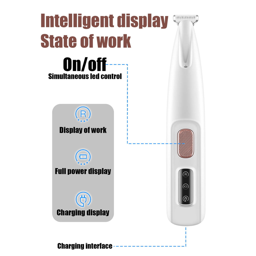 Audessy Electric Clipper for Dogs and Cats, Pet Hair Clipper with LED Light, Multifunctional Electric Pet Clipper Kit, for Grooming Pet Hair Around Paws, Eyes, Face and Rump