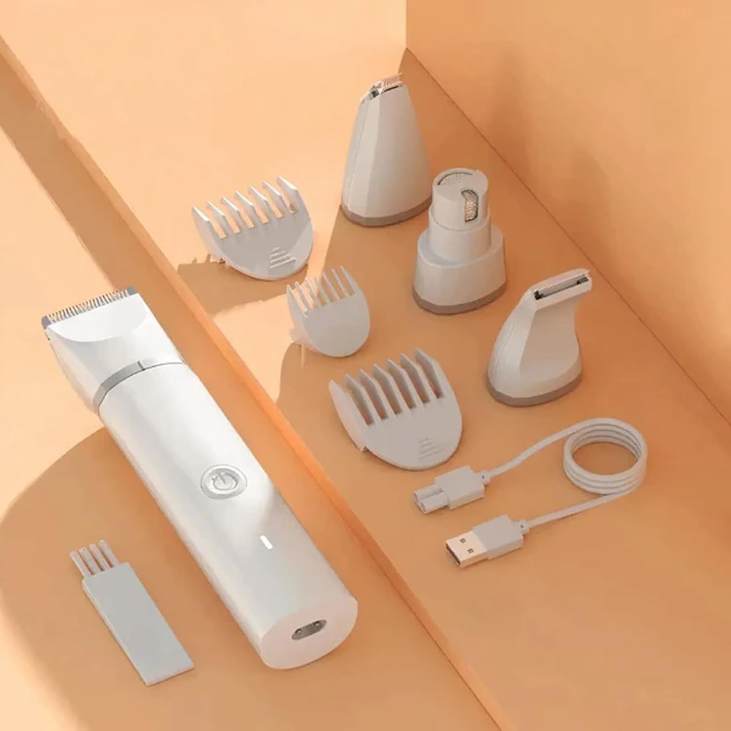 Petstyle Pro 4 Different Blades, Lettuce Pets Grooming Set, Pet Style Pro 4 Different Blades, Dog Grooming Kit, 4 in 1 Cordless Electric Trimmer, Low Noise USB Rechargeable (White)