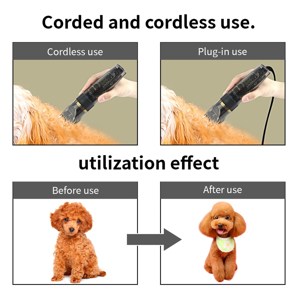 Dog Clippers, Cordless Rechargeable Dog Hair Clippers, Low Noise Electric Dog Grooming Kit for Dogs & Pets with Thick or Heavy Coats