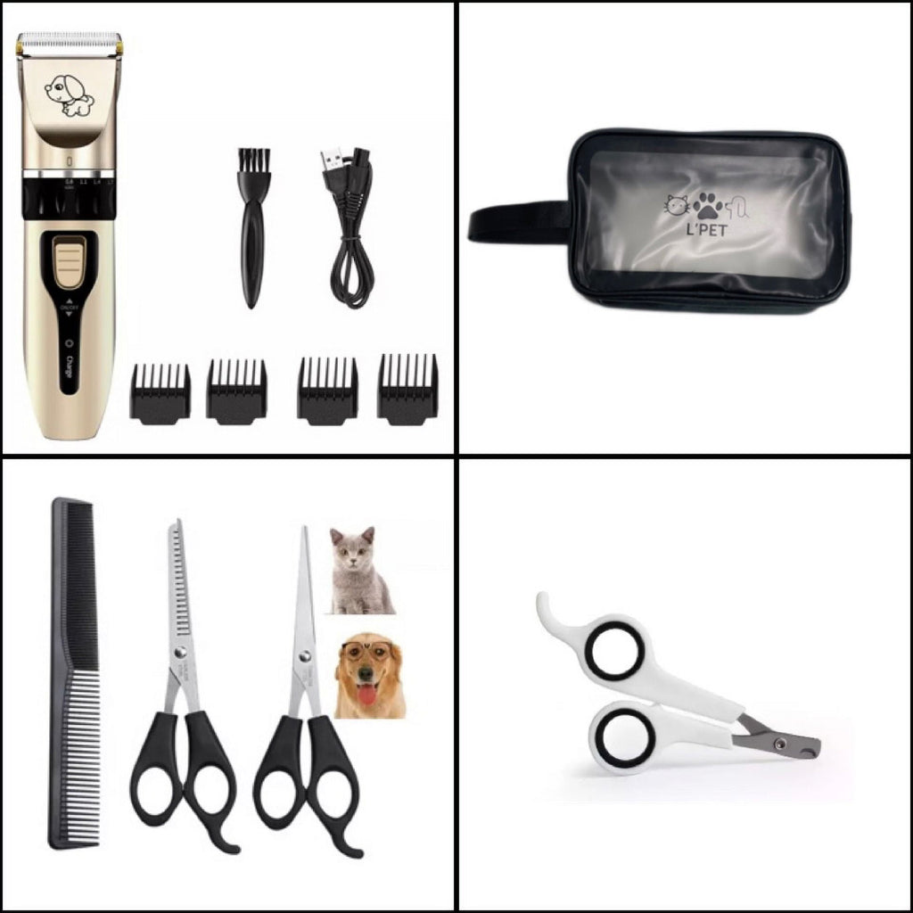 Professional Pet Grooming Kit, Cordless Low Noise Clippers for Dogs & Cats