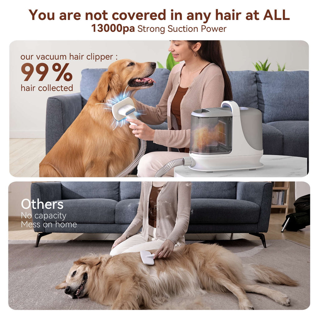 Oneisall LM5 Dog Grooming Vacuum/13Kpa Low Noise Pet Grooming Vacuum /3L Large Dust Bin Dog Vacuum for Shedding Grooming/Dog Grooming Kit Including 6 Tools for Dhedding Thick Coats and Home Cleaning