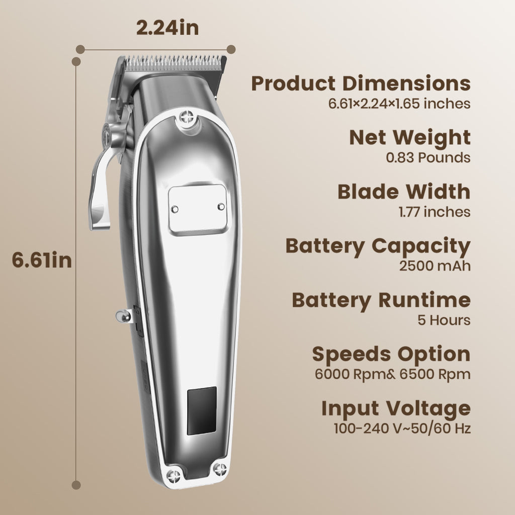 Oneisall Professional Dog Grooming Clippers Kit, 2 Speed Heavy Duty Cordless Hair Shears Trimmers for Thick Heavy Coats,with Metal Blade for Dogs Cats Animals, All Metal Design Pet Clippers Electric