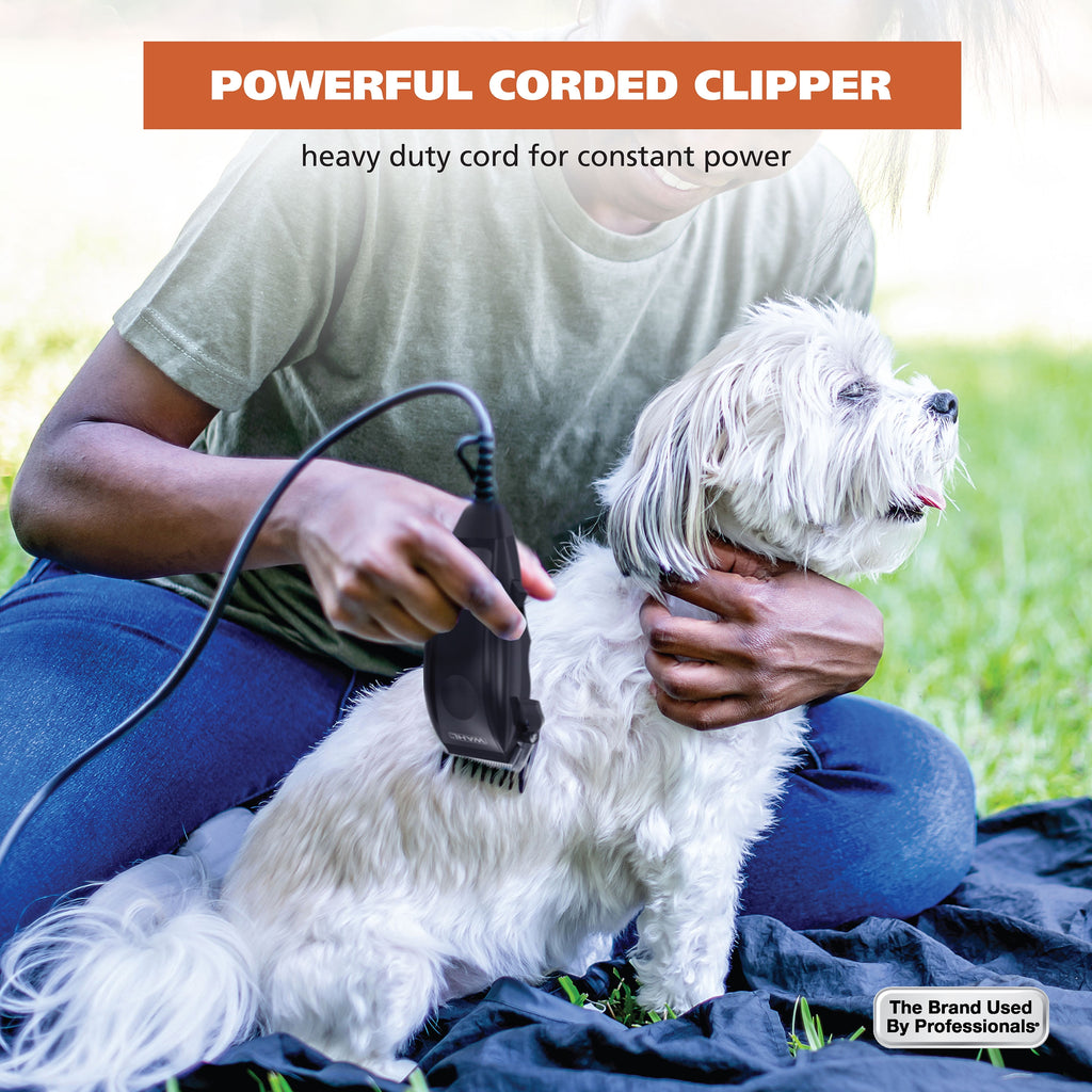 Wahl Basic Series Touch up Corded Pet Clipper, 10 Piece Dog Grooming Kit Black - 9653-1101