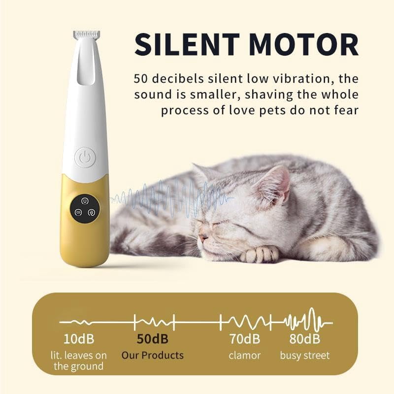 Dog Paw Trimmer with LED Light, 50DB Low Noise Cordless Cat Paw Trimmer for Puppy Kitten Small Pet, USB Rechargeable Dog Clippers Grooming Kit for Paws Ears Face Rump