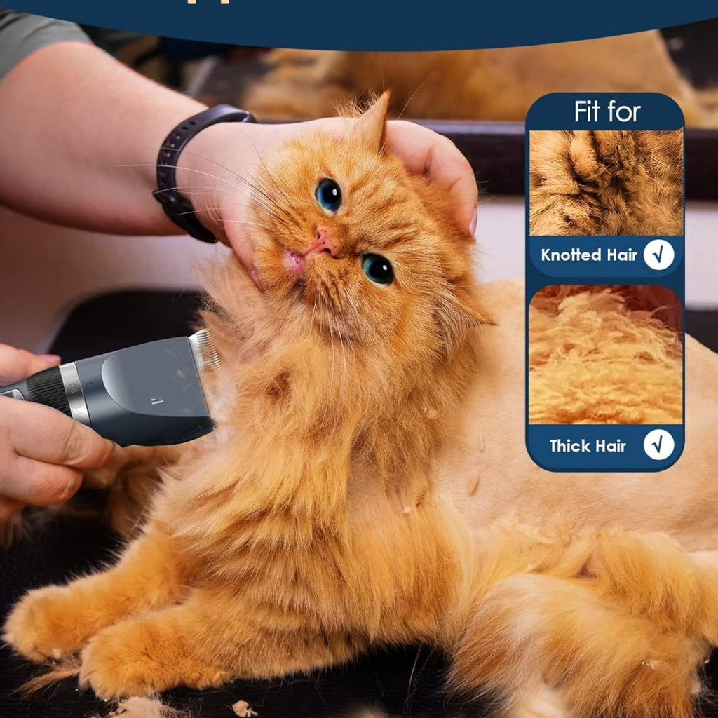 Quiet Cat Clippers for Matted & Long Hair, 2-Speed Cordless Pet Shaver Grooming Kit for Cats, Small Dogs & Animals