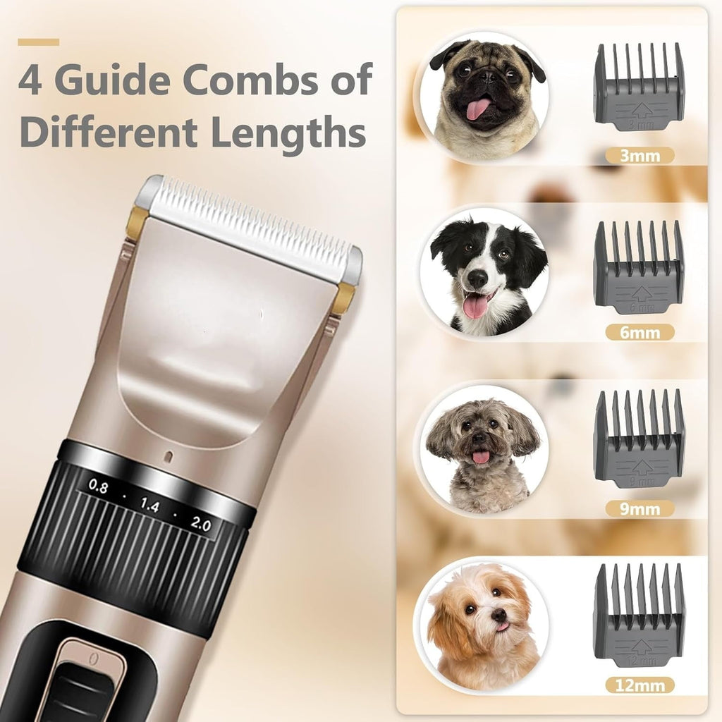Dog Clippers for Grooming for Heavy Thick Hair&Coats,Low Noise Hair Trimmer,Rechargeable Cordless Pet Shaver, Dog Grooming Kit with Paw Trimmer Nail Grinder for Small Large Dogs