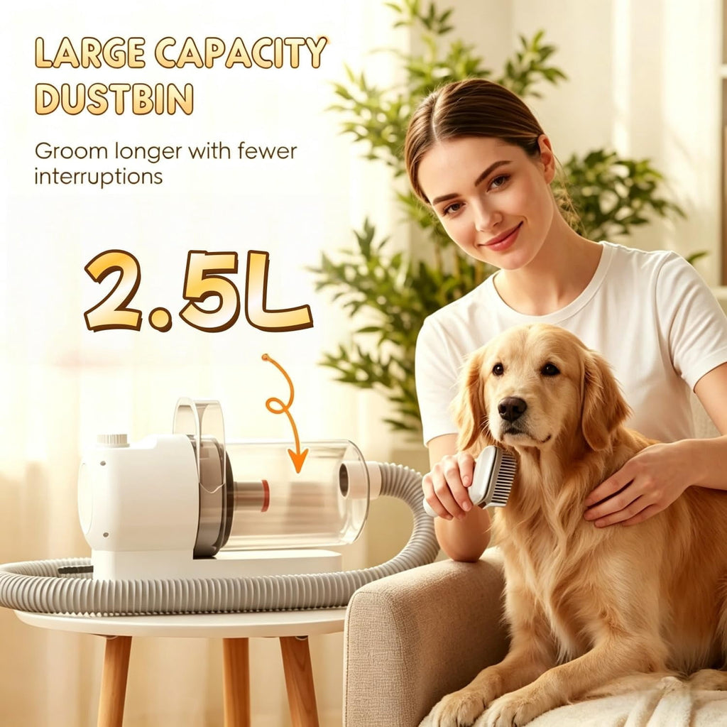 Dog Grooming Vacuum, 6-in-1 Kit with Pet Hair Clipper & Shedding Brush, Low Noise for Home Use(Q)