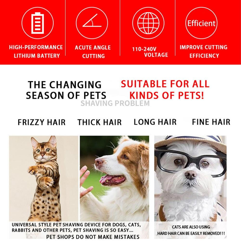 QHUDLV Dog Grooming Kit Clippers,Dog Shaver Clippers,Pet Hair Thick Coats Clippers Trimmers Set,Low Noise Rechargeable Cordless Electric Quiet Hair Clippers Set for Dogs Cats Pets B1R7