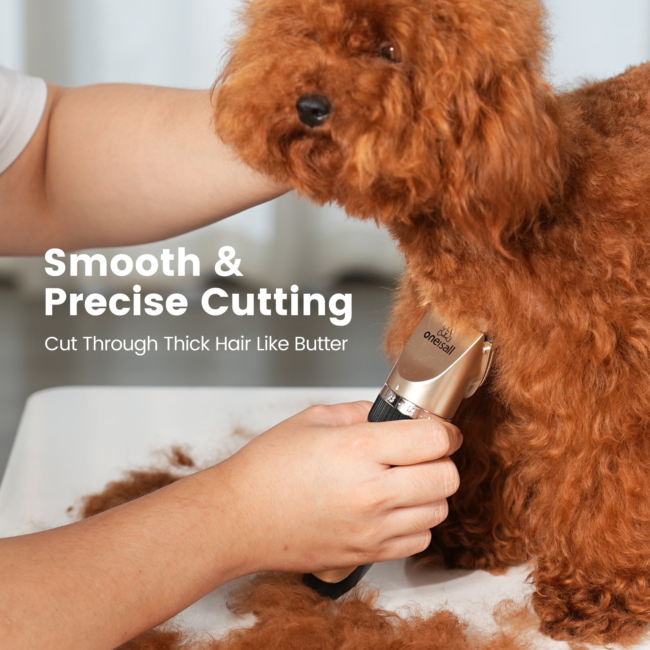 Oneisall S6 Set Dog Clippers & Dog Paw Trimmer, 2-in-1 Ultra Quiet Cordless Dog Grooming Kit, Gold & Black