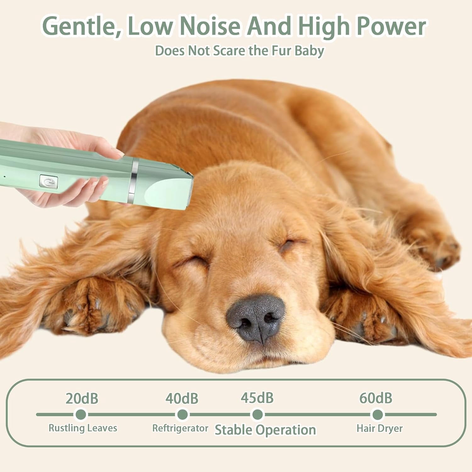SONGAUN Lettuce Pets Grooming Set,Pet Pro with Ceramic Blades,Pet Pro 4 Different Blades, Dog Grooming Kit,4 in 1 Cordless Electric Trimmer for Grooming Paws, Eyes, Ears, Face (Green)