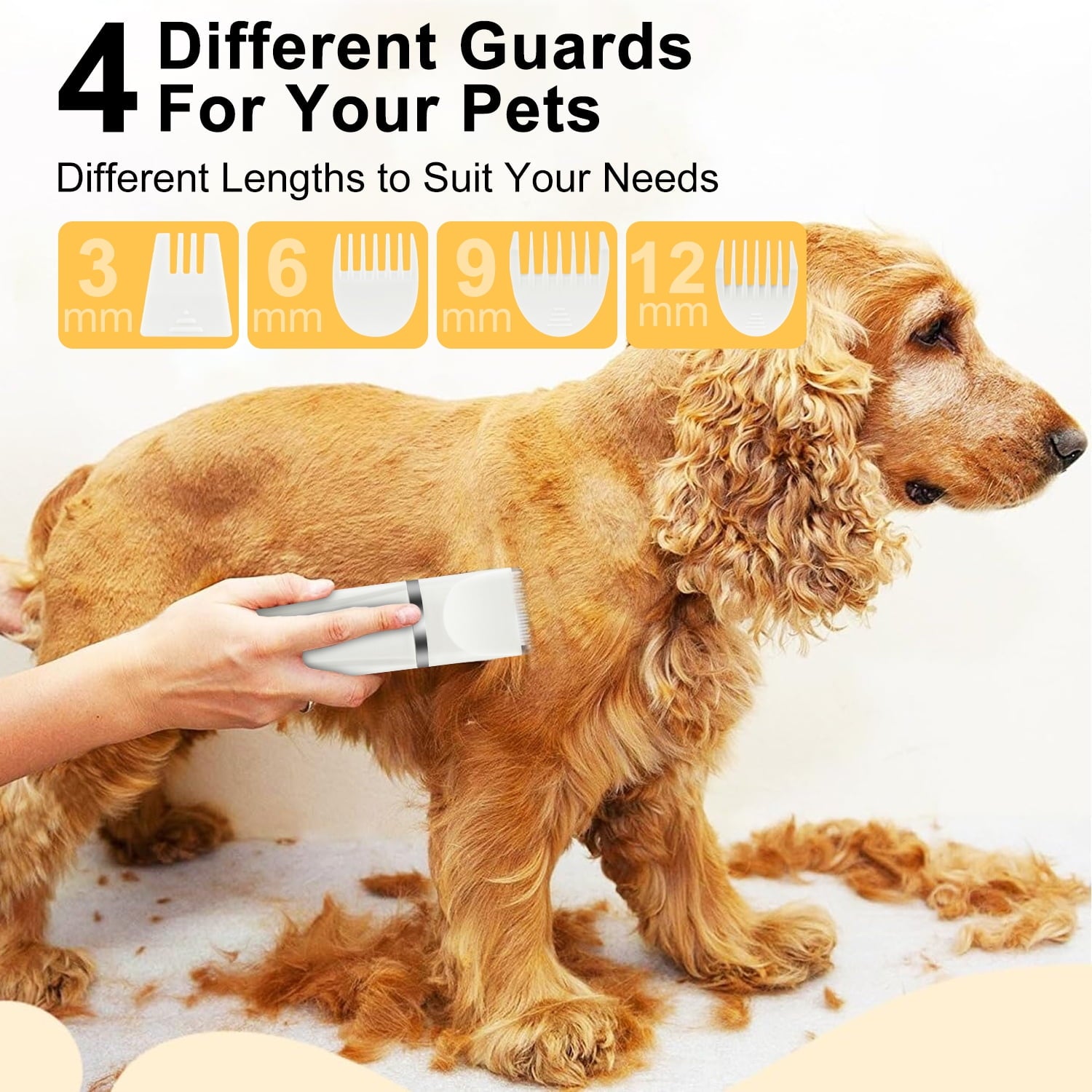 ABCPOW Dog Clippers Pet Grooming Kit,Professional Pet Hair Clipper with Comb Guides Low Noise Paw Trimmer,Rechargeable Cordless Electric Quiet Nail Grinder Shaver for Dogs Cats and Other Pets Animals