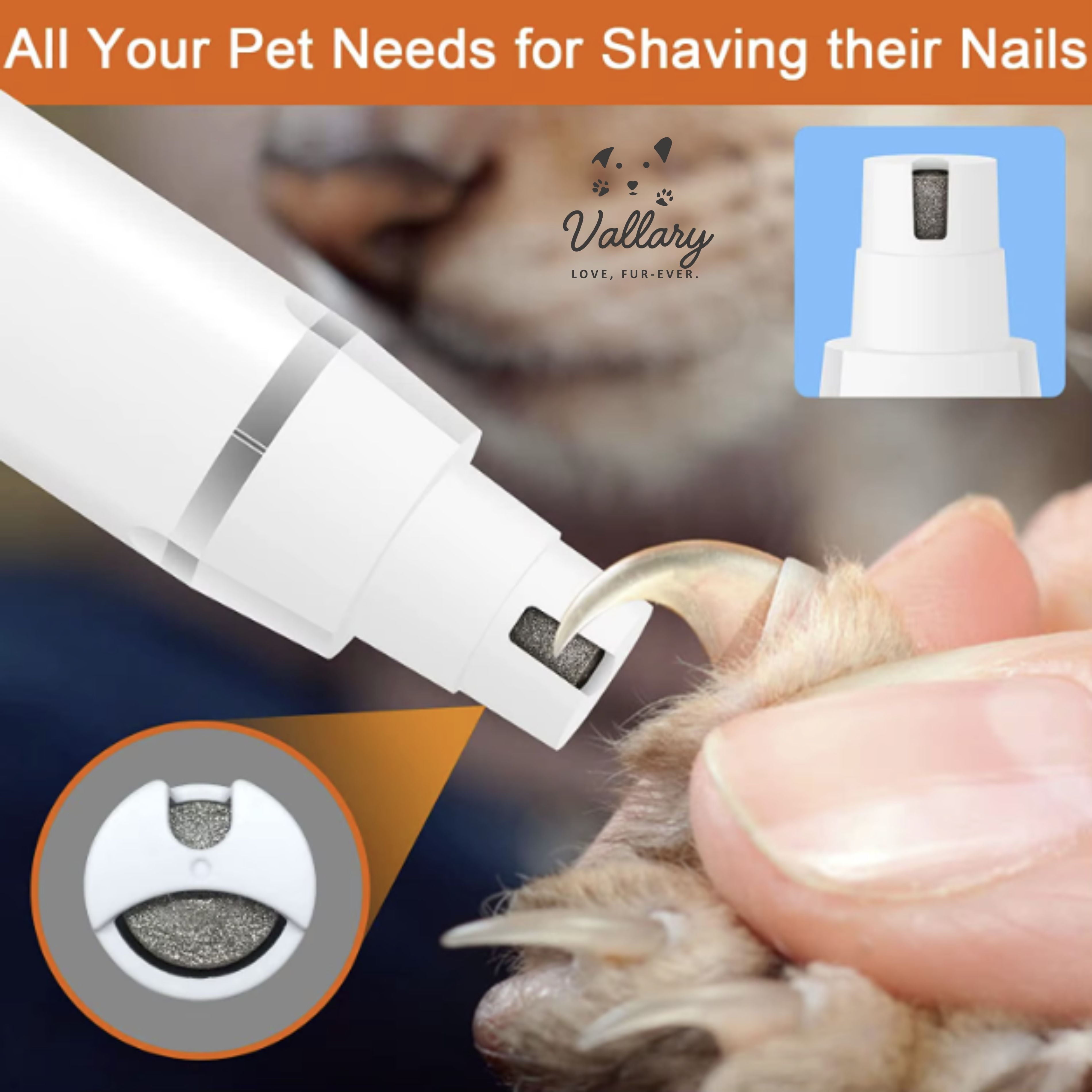 VALLARY 4-in-1 Pet Grooming Kit for Dogs & Cats – Low Noise Electric Clippers with Nail Grinder, Paw & Nose Trimmer | USB Rechargeable | Professional Home Grooming Tool Set