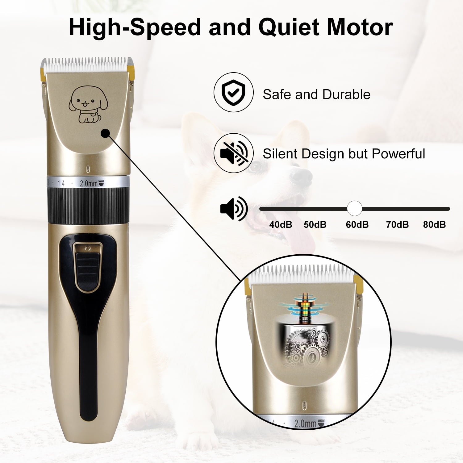 Rechargeable Cordless Dogs Cats Grooming Clippers,Professional Pet Hair Clippers with Comb Guides Low Noise Quiet Dog Shaver Electric Hair Clipper Set for Dogs Cats Horses Animals Pet Grooming Kit