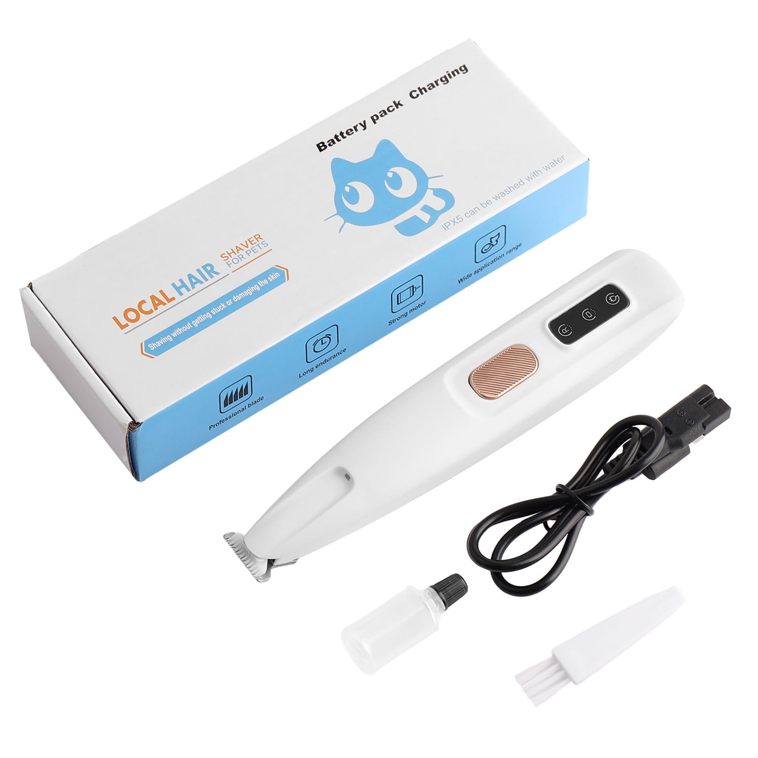 Audessy Electric Clipper for Dogs and Cats, Pet Hair Clipper with LED Light, Multifunctional Electric Pet Clipper Kit, for Grooming Pet Hair Around Paws, Eyes, Face and Rump