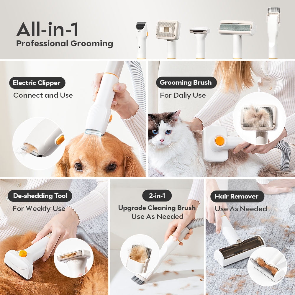 Palfur IN01 Dog Grooming Kit with Electric Clipper, De-Shedding Tool, Brushes