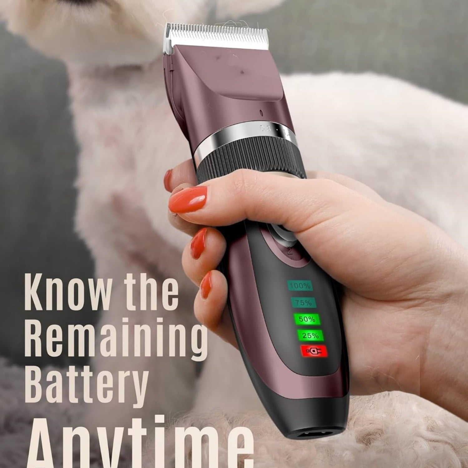 Low Noise Dog Clippers, 2-Speed Quiet Grooming Kit Rechargeable Cordless Pet Hair Clipper Trimmer Shaver for Small and Large Dogs Cats Animals