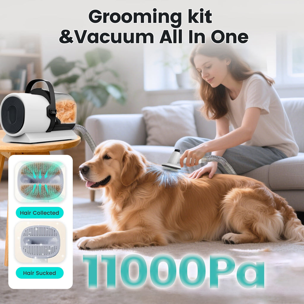 AIRROBO Dog Grooming Kit, 7in1  Dog Grooming Vacuum , 11000Pa Super Suction for Pet Hair,Grooming Vacuum for Shedding Grooming, Low Noise,